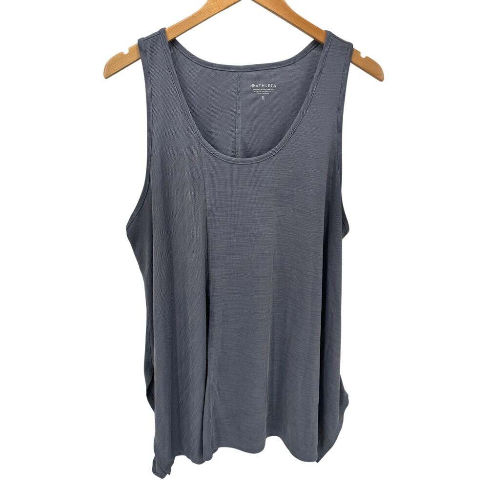 Athleta Tank Top Womens XL Gray Relaxed Fit Activewear Scoop Neck Modal Blend